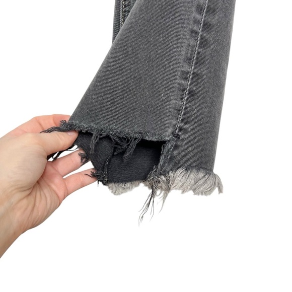 Current/Elliott Sample Gray Mid Rise Raw Step Hem Cropped Distressed Jeans - Picture 6 of 13